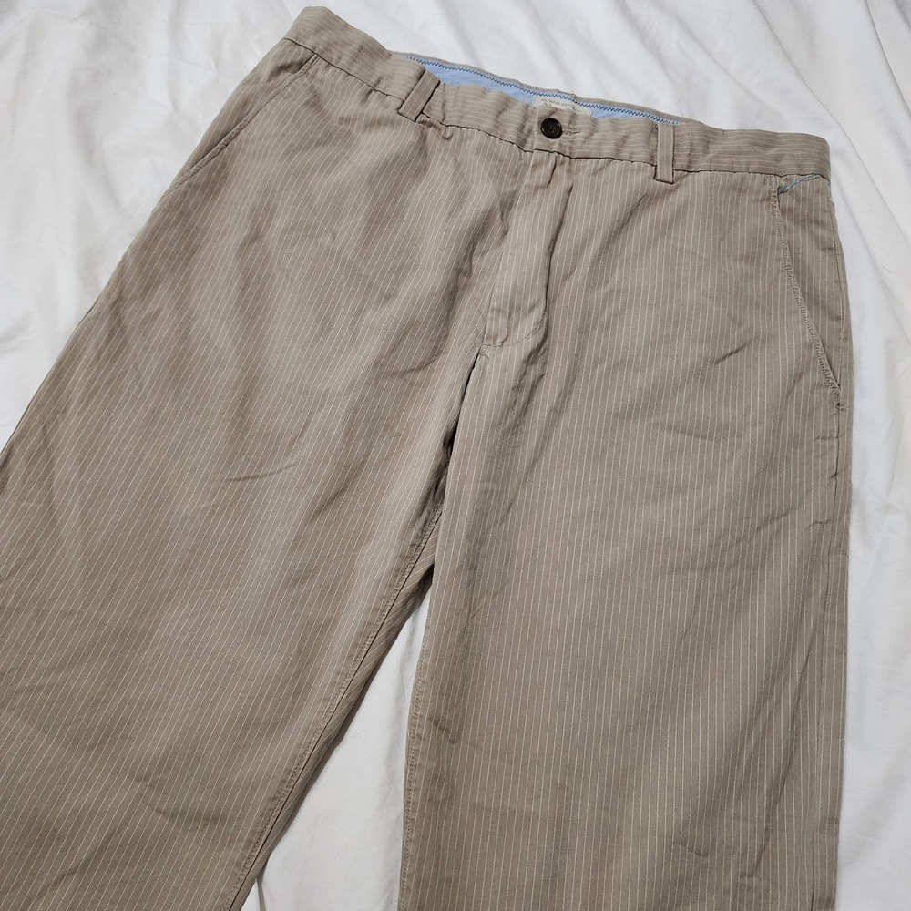 JCrew Pants 36x34 Tan White Pinstripe Cotton Preppy Chino Classic Trendy
